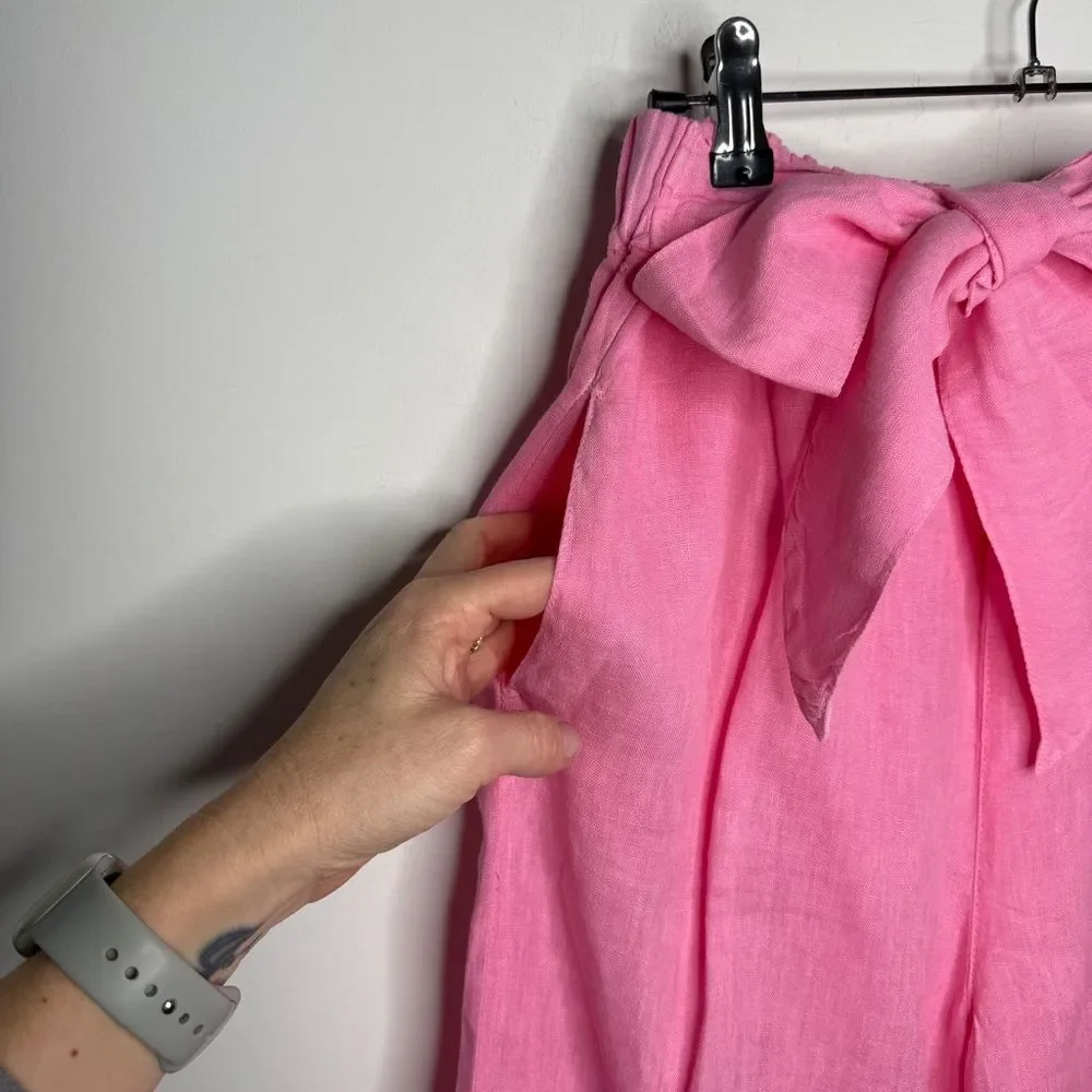 Zara Linen Pink Belted Pants M